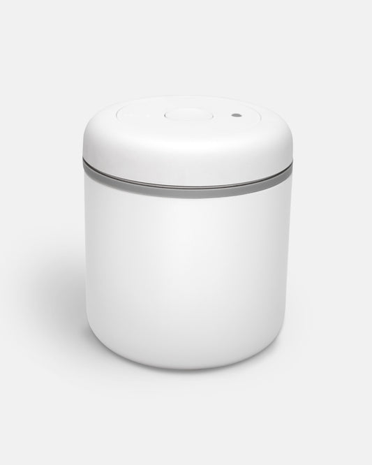 Boîte de conservation Atmos blanche avec couvercle hermétique pour préserver la fraîcheur du café