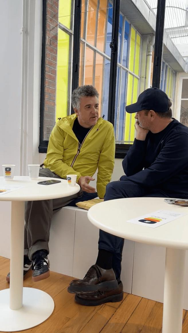 Un café avec GianLuisi Recuperati avec le fondateur de Momus Lionel Giraud lors des 70 ans de Kway