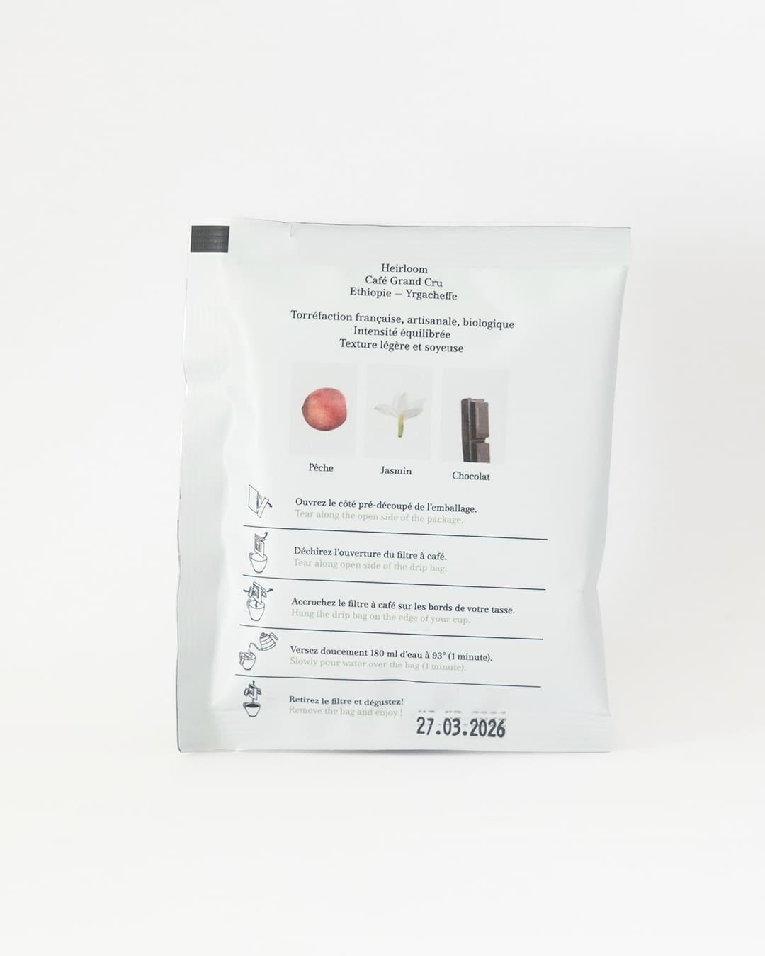 Verso du café avec composition