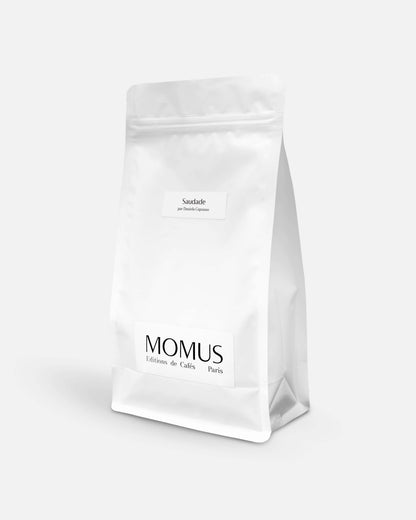 Café Saudade en sachet kraft 500g, création Daniela Capuano pour Momus Éditions de Cafés